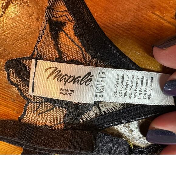 Mapalé Women’s Satin Trim Embroidered Lace Bra & Thong Set – Size Small NWOT - Picture 7 of 8